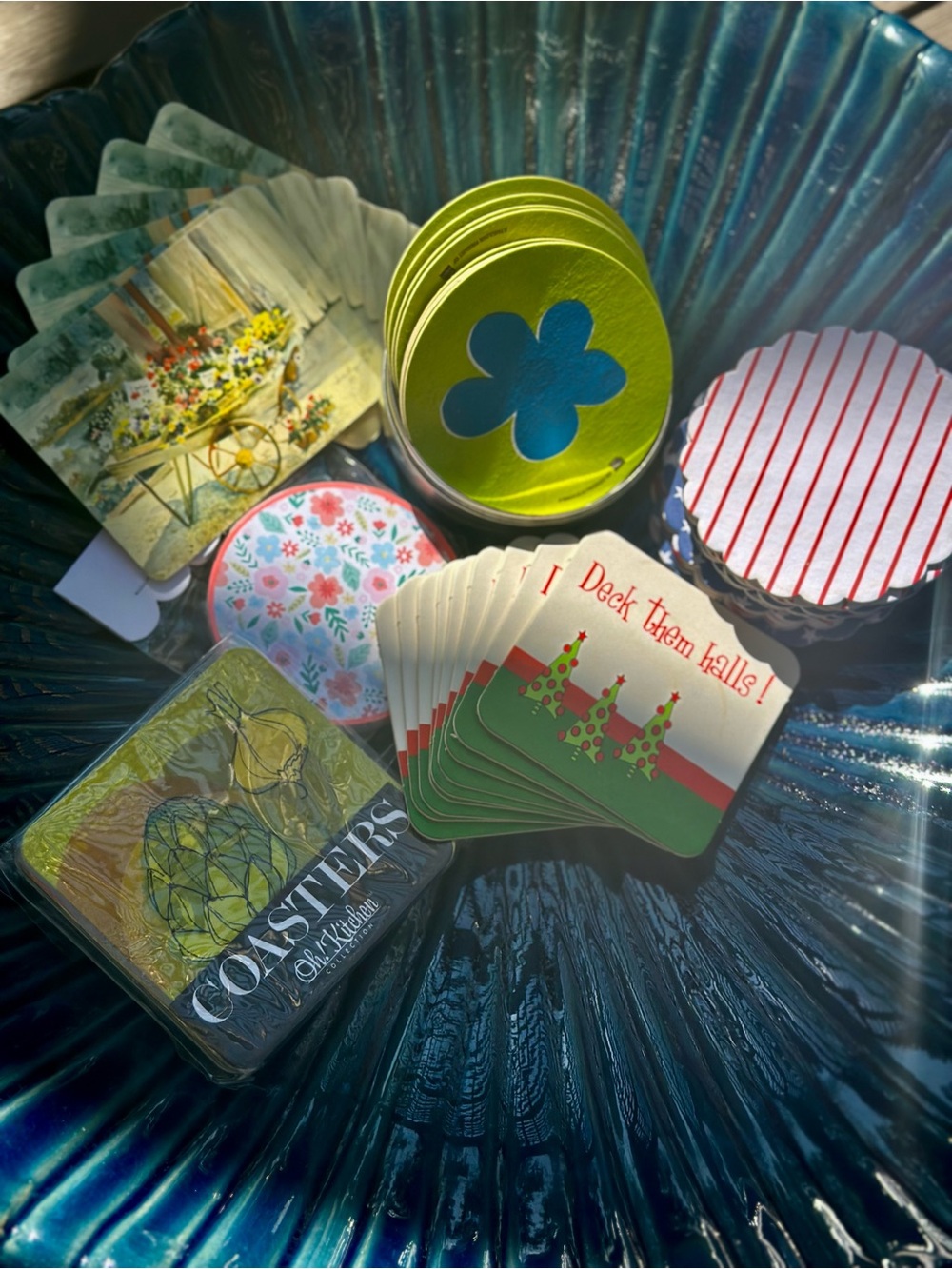 Mixed Paper Coaster Lot Retro Floral Holiday Patriotic Design